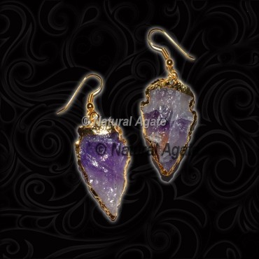 Amethyst Arrowhead Earrings