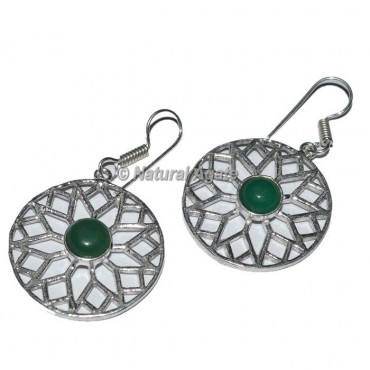 Round Shape Earrings With green Stone