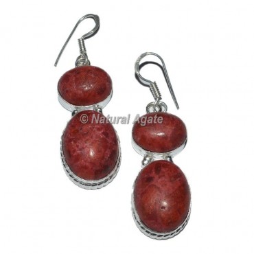Red Jasper Oval Earrings