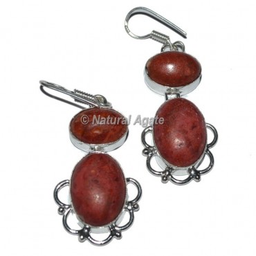 Fashion Red Jasper Oval Earrings