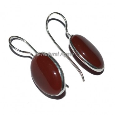 Red Jasper Plan Oval Earrings