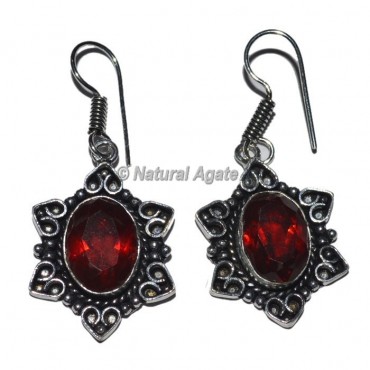 Imitation Red Stone Oval earrings