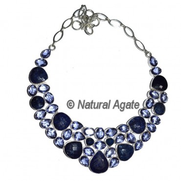 Blue Aventurine With Imitation Necklace