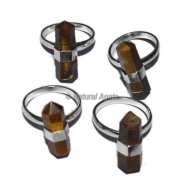 Tiger Eye Double Terminated Point Ring