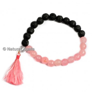 Lava and Rose Quartz Mix Healing Yoga Bracelet