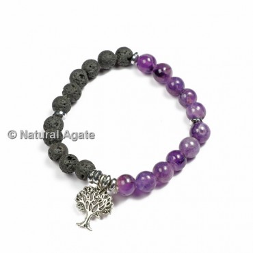 Lava And Amethyst Healing Yoga Bracelet