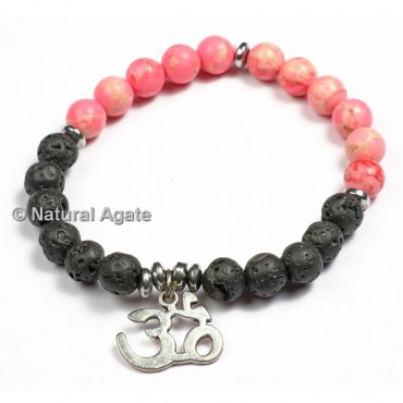 Lava And Dark Rose Quartz Healing Yoga Bracelet