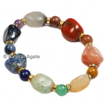 Tumbled Stones Seven Chakra Healing Yoga Bracelet