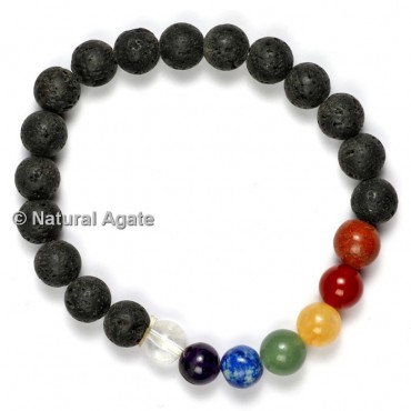 Lava with Seven Chakra Healing Yoga Bracelet