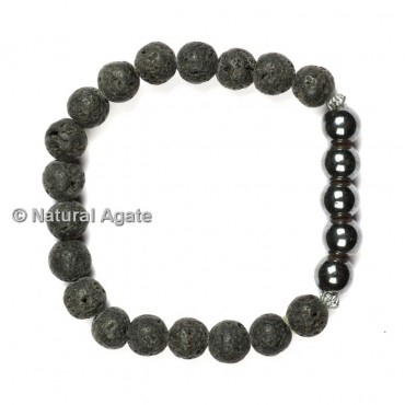 Lava and Black Tourmaline Healing Yoga Bracelet