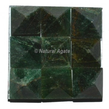 Dark Green Aventurine Lemurian 9 Pyramid Charging Plate