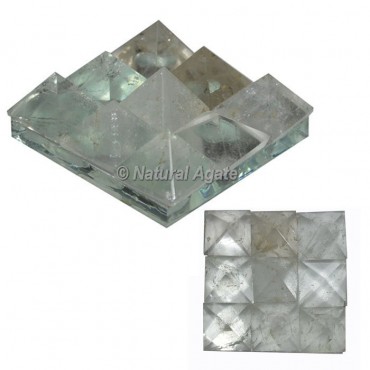 Crystal Quartz Lemurian 9 Pyramid Charging Plate