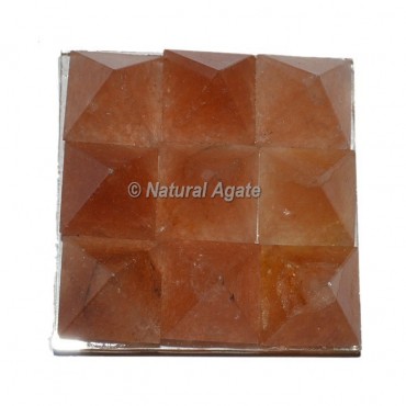 Peach Aventurine Lemurian 9 Pyramid Charging Plate