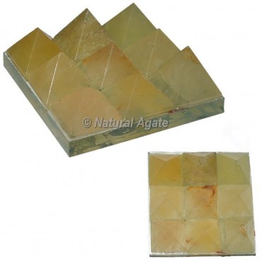 Golden Quartz Lemurian 9 Pyramid Charging Plate