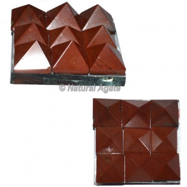 Red Jasper Lemurian 9 Pyramid Charging Plate