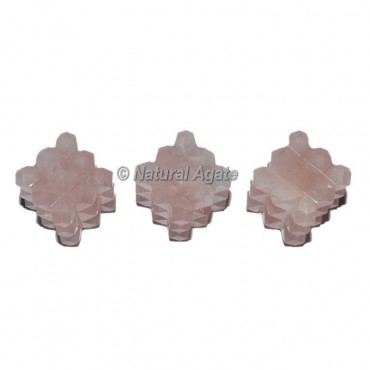 Rose Quartz Lemurian 54 Cut Cube Pyramid