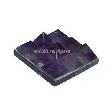 Amethyst Lemurian 9 Pyramid Charging Plate