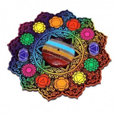 7 Chakra Printed With Bonded Stones Incense Burner