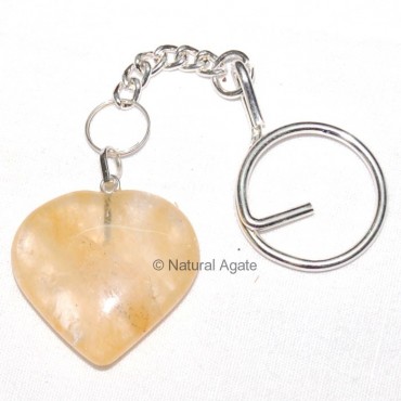 Golden Quartz Heart Keychain