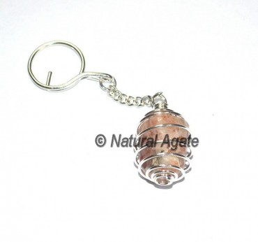 Sunstone Cage Tumbled Keychain