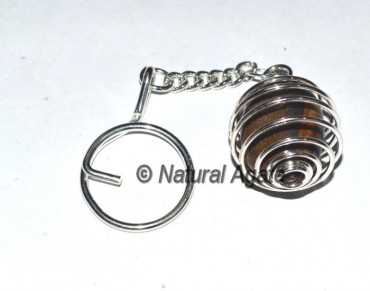 Tiger Eye Cage Tumbled Keychain