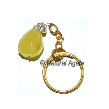Yellow Onyx Faceted Tumbled Keychain