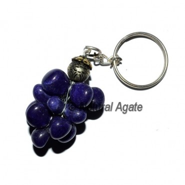 Blue Dyed Tumbled Grape Keychain