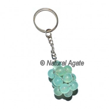 Aqua Onyx Round Grap Keychain