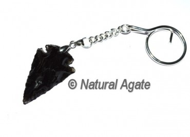 Black Agate Arrowheads Keychain