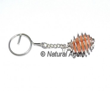 Peach Aventurine Cage Keychain