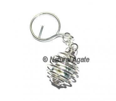 Tree Agate Cage Tumbled Keychain