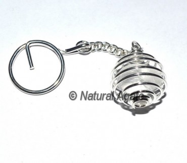 Clear Quartz Tumbled Cage Keychain