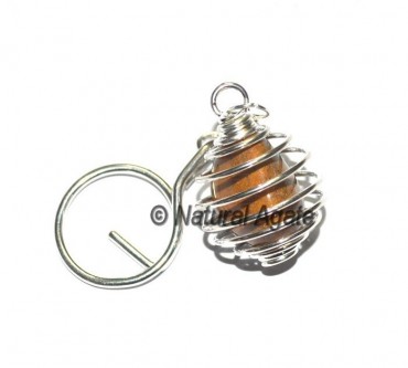 Yellow Jasper Tumbled Cage Keychain