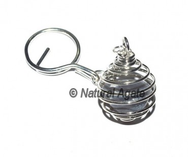 Grey Agate Tumbled Cage Keychain