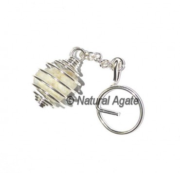 Golden Quartz Tumbled Cage Keychain