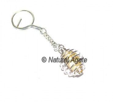 Banded Agate Tumbled Cage Keychain