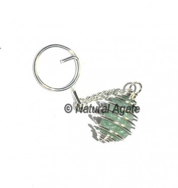 Green Jade Tumbled Cage Keychain