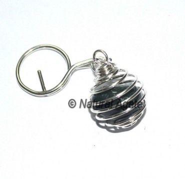 Moss Agate Tumbled Cage Keychain