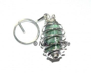 Green Jade Tumbled Cage Key chains