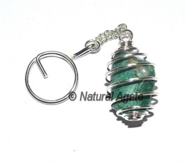 Dark Green Tumbled Cage Keychain