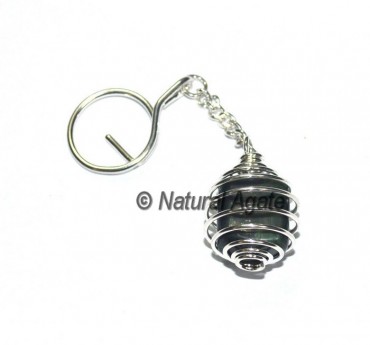 Hematite Tumbled Cage Keychain