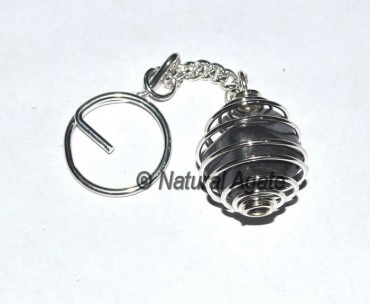 Black Jasper Tumbled Cage Keychain