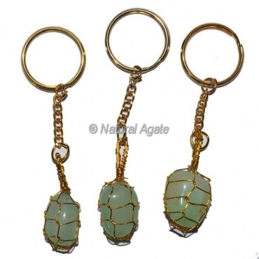 Green Aventurine Wrap Tumbled Keychain