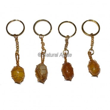 Yellow Onyx Wrap Tumbled Keychain