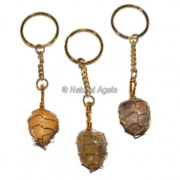 Yellow Jasper Tumbled Wrap Keychain