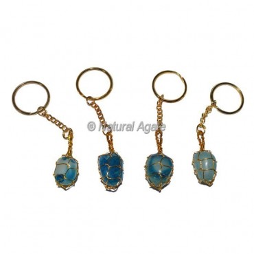 Blue Onyx Tumbled Wrap Keychain