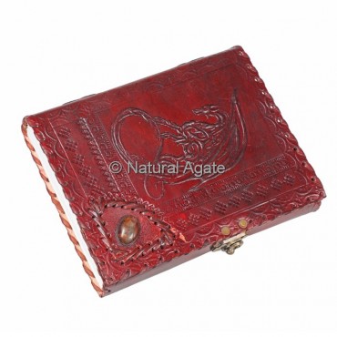 Printed Red Leather Journals with Agate Stone