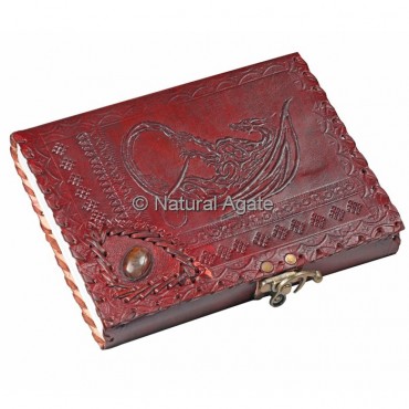 Printed Red Leather Journals with Agate Stone $$