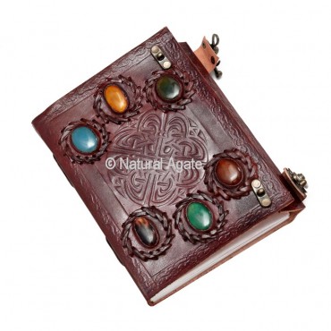 Beautiful Leather Journals with Attached Stones A