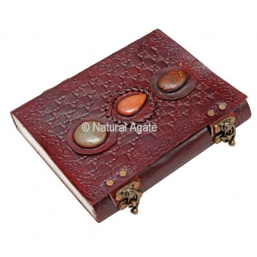 Beautiful Leather Journals with Attached Stones B